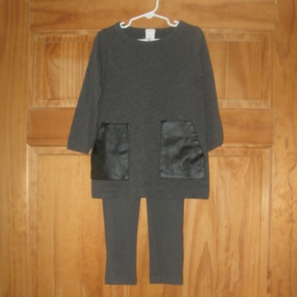 Girls Crewcuts Black/Gray Long Sleeve Shirt and Matching Pants